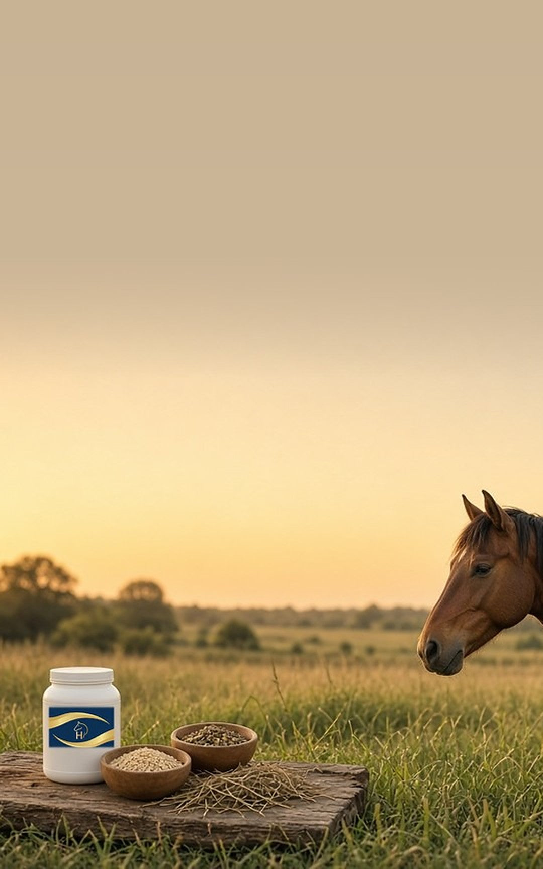 Pferd auf der Weide mit Equi-Health-Futterdose